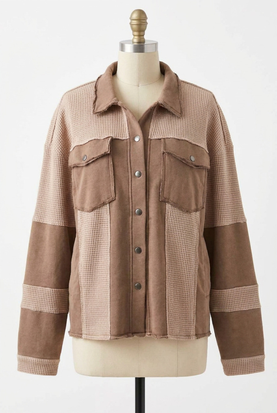NEW POL french terry jacket in espresso